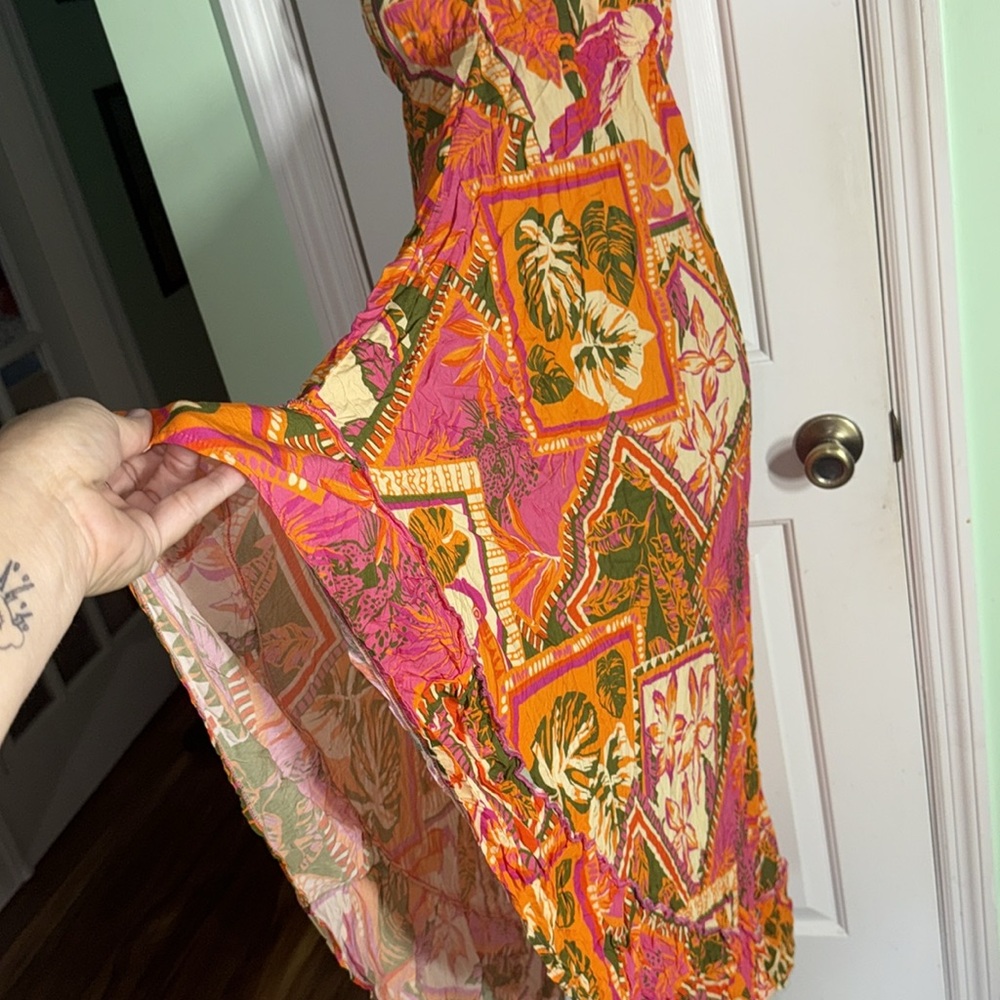 Favela Hype Pink Floral Halter Hi-Lo Dress Brazilian DesignerTropical Size Small - Picture 12 of 13